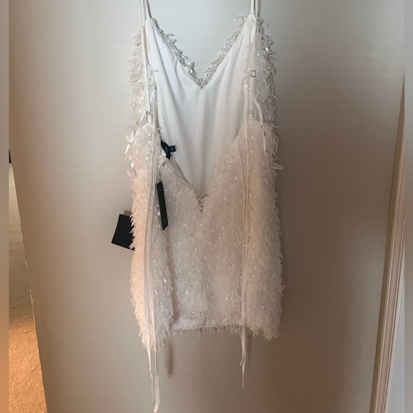 LULU’S- White Textured Backless Mini Dress - Picture 6 of 7